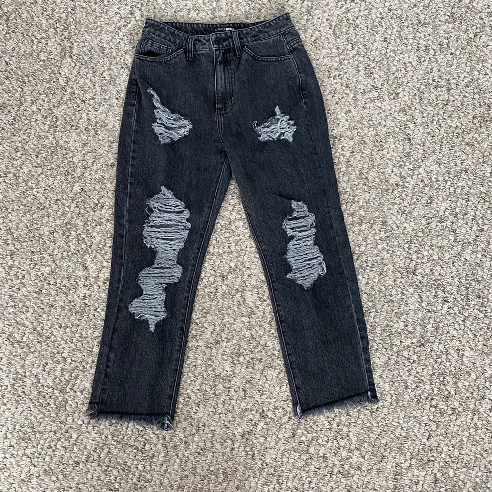 Black Distressed Denim Jeans